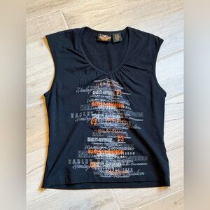 Harley-Davidson Women's Black and Orange Graphic Tee